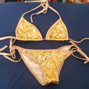 Gold sequin bikini